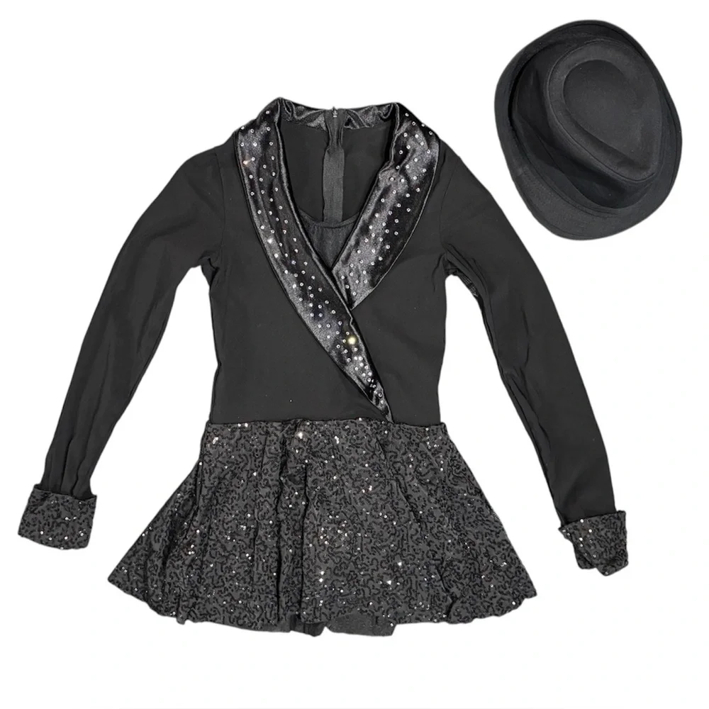 Weissman Blackbird Crystal Blazer Dance Dress Black LC Jazz Costume